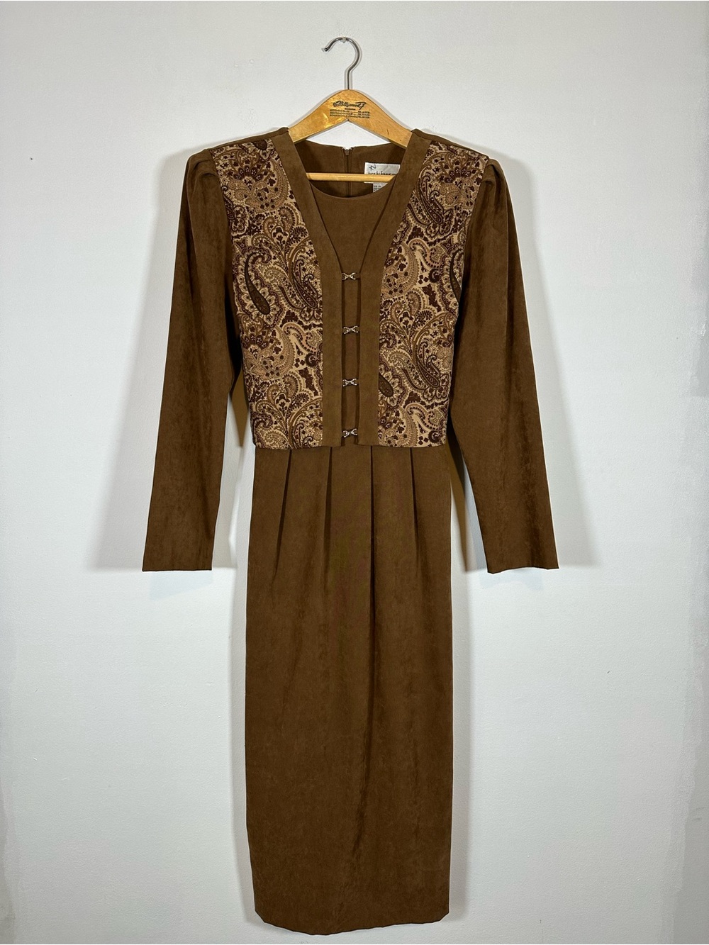 Just In Thyme Paisley Midi Dress Size 14 8 Brown VTG 80s Ren Fair Prairie Larp